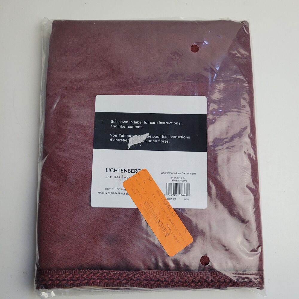 new Lichtenberg One Valance Curtain Wine 54in W x  18in